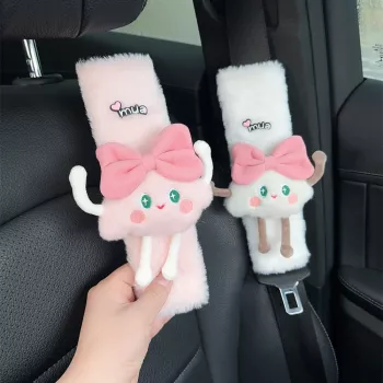 Soft Fur Seat Belt Shoulder Pads: Toyota, Honda, BMW