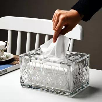 Sleek Acrylic Hollow Tissue Box for Home, Cafe & Desk