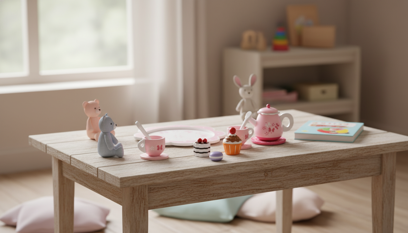 Baby Wooden Tableware Toy Set for Pretend Mealtime Play