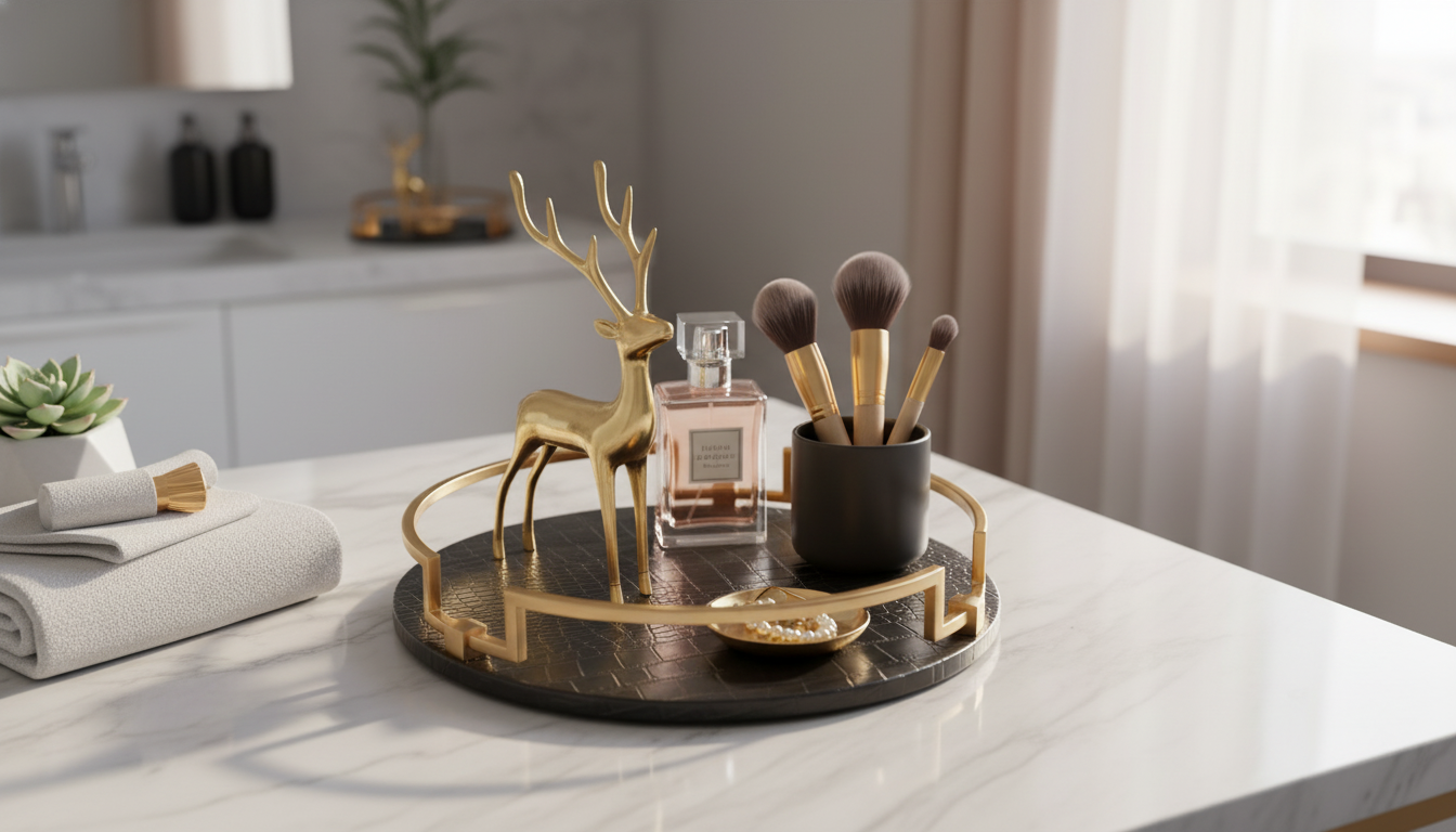 European-Style Leather Storage Tray for Vanity & Table