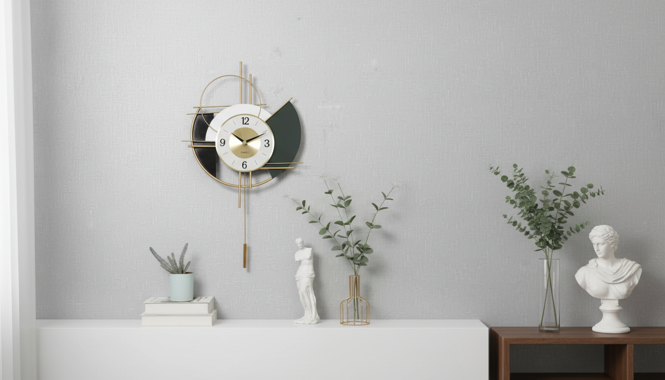Nordic Iron Swing Wall Clock: Light-Luxury Style