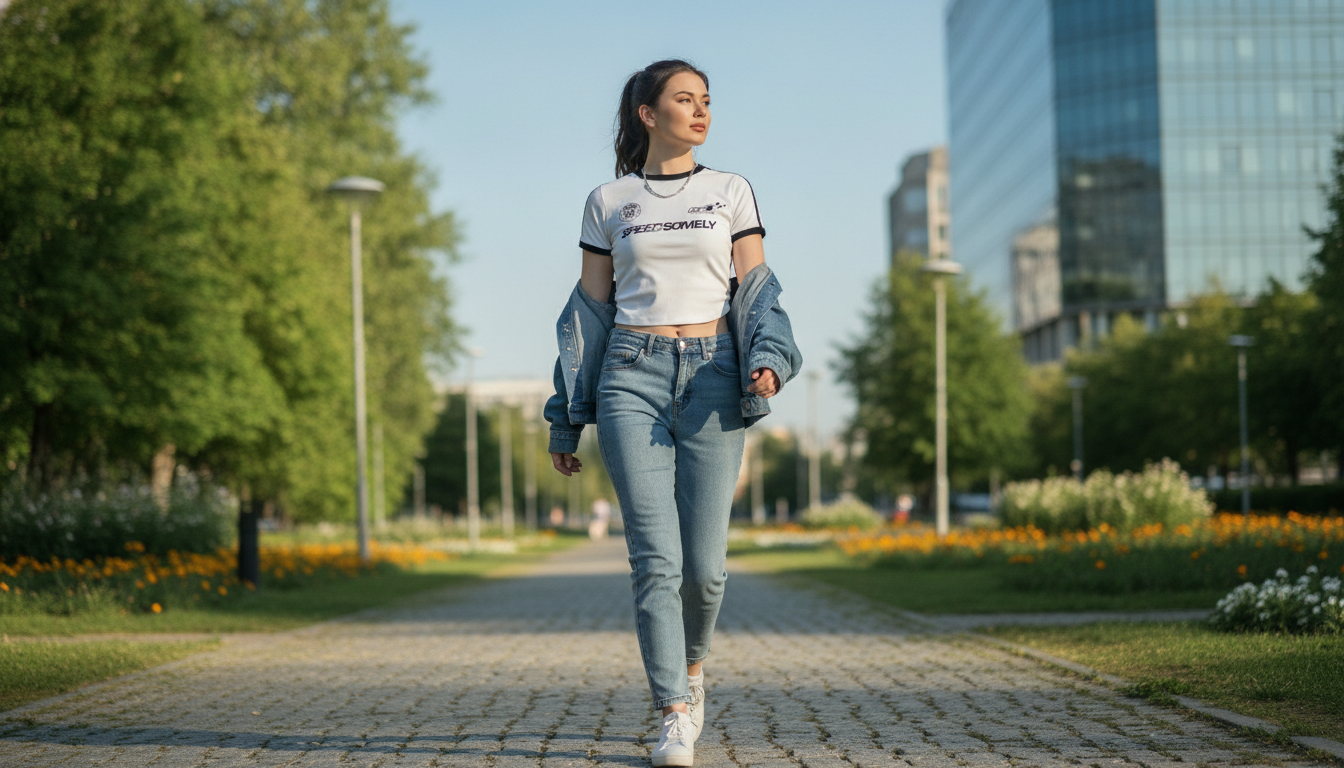 Women’s Letter Print Slim Crop Tee: Fit, Style & Care