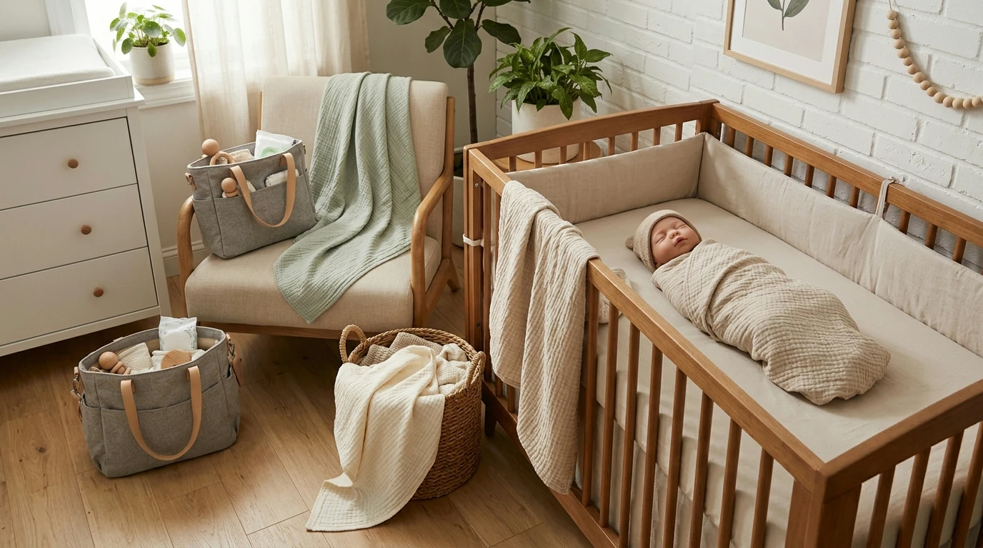 3-Pack Cotton Muslin Swaddle Blankets for Daily Baby Care