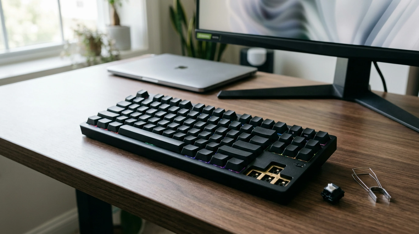 Black Aluminum Wireless Mechanical Keyboard: Hot-Swap RGB