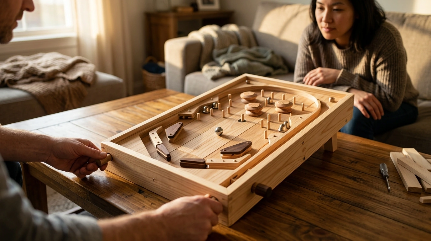 Build & Play: 3D Wooden Pinball Tabletop Game