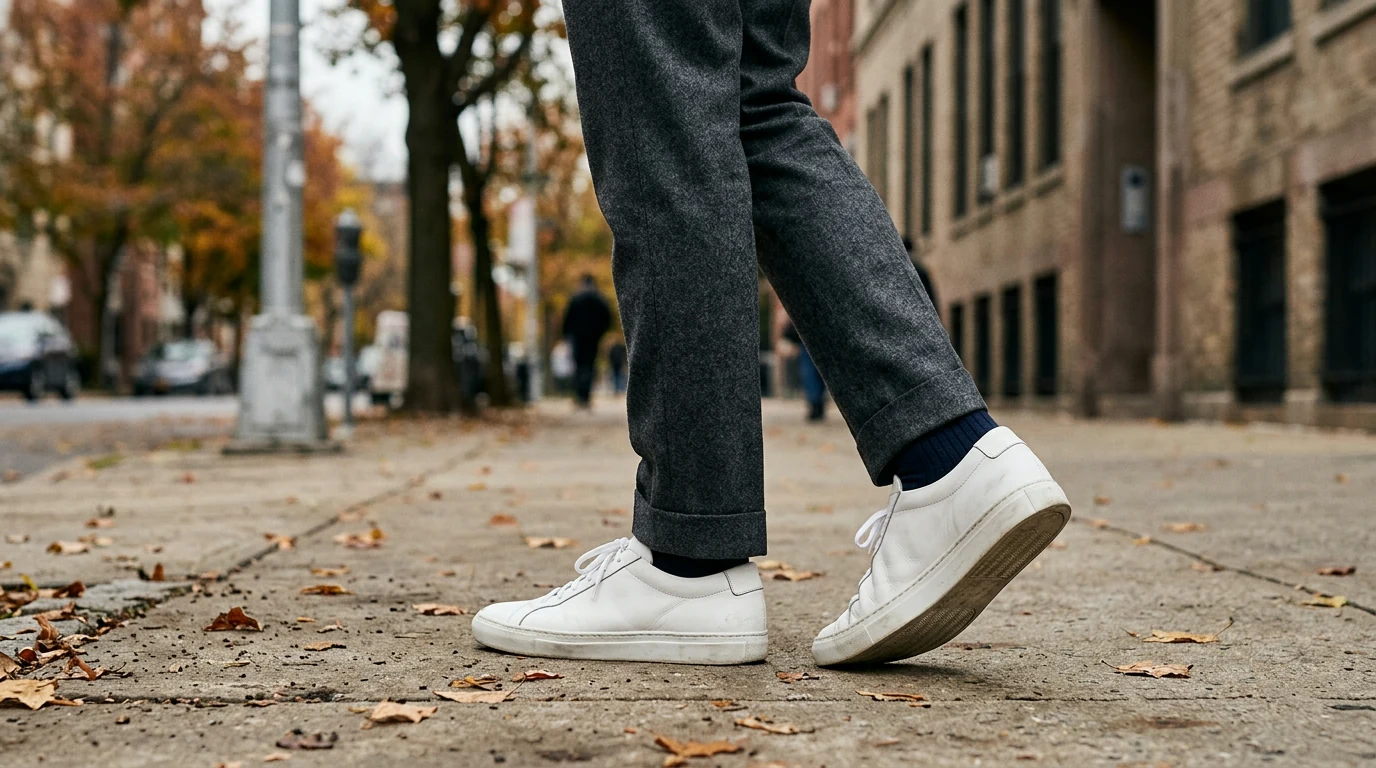 D.A.T.E Men’s White Leather Shoes for Fall & Winter
