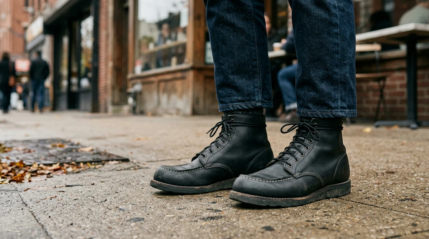 Dr. Martens Men’s Black Leather Moc Boots: Fit & Style
