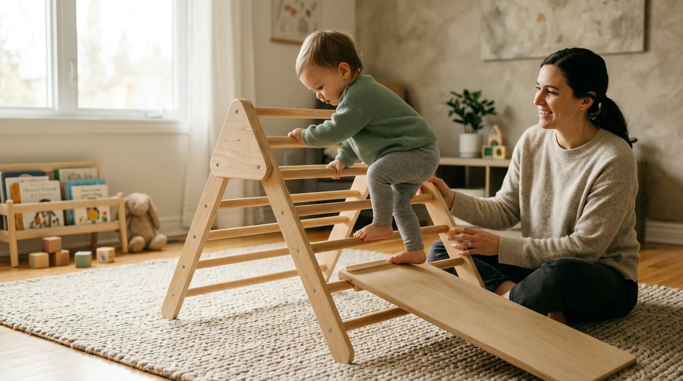 Indoor Wooden Pikler Triangle Set: Safe Toddler Climbing