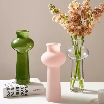 Small Green Glass Vase for Hydroponic Tabletop Styling